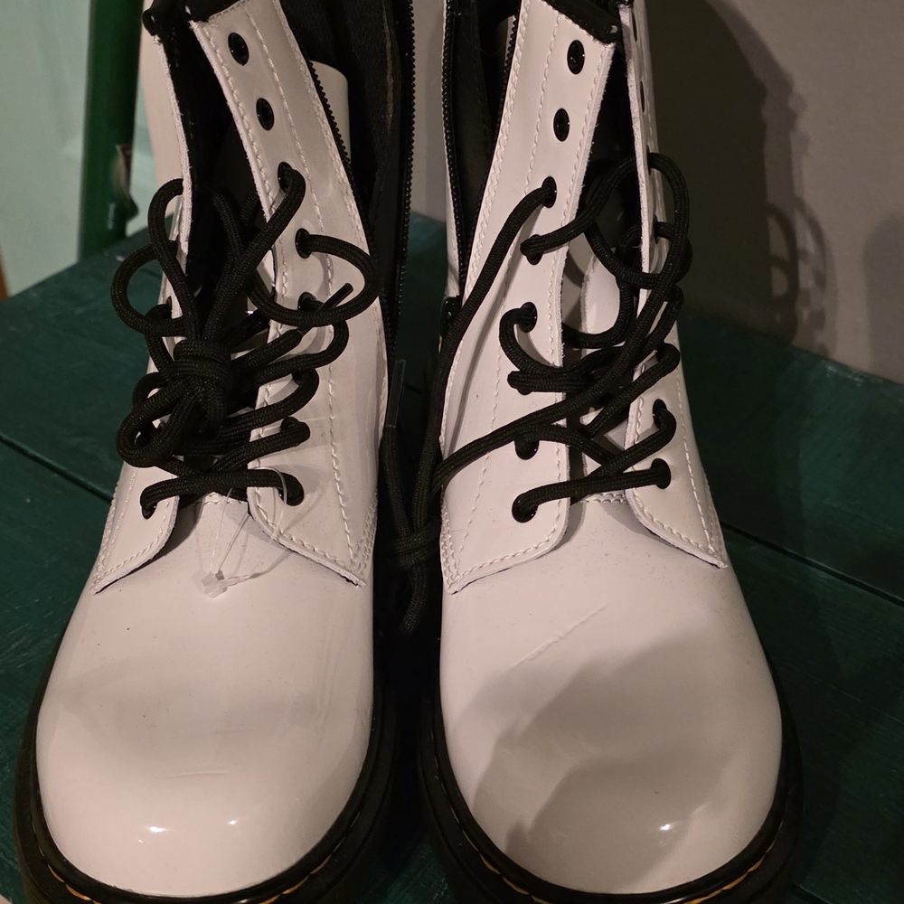 Dr. Martens White and Black Combat Boots